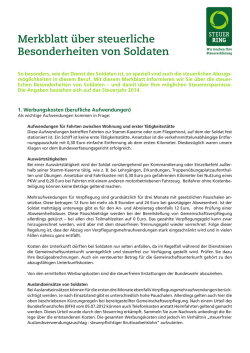 Merkblatt &uuml;ber steuerliche Besonderheiten von Soldaten