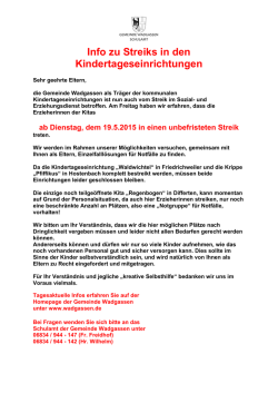 Info zu Streiks in den Kindertageseinrichtungen