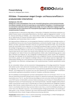Pressemitteilung EIDOdata - Prozesswissen steigert Energie