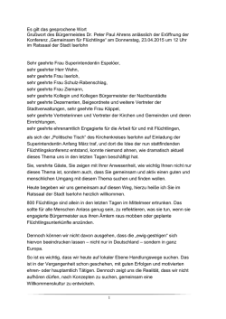 Gru&szlig;wort B&uuml;rgermeister Dr. Peter Paul Ahrens