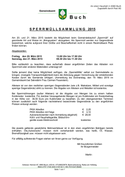 Information Sperrm&uuml;ll und Problemstoffsammlung