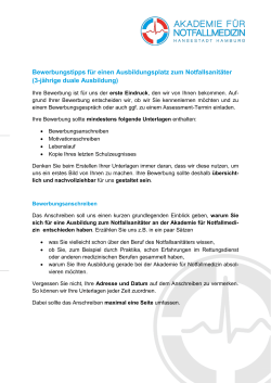 Bewerbungstipps - Akademie für Notfallmedizin Hamburg