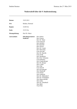 Niederschrift über die 9. Stadtratssitzung am 19.03.2015