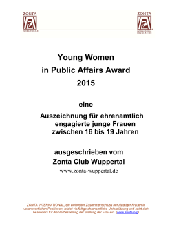 YWPA Award 2015 - Zonta Club Wuppertal