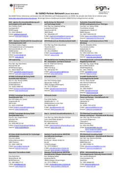 Ihr SIGNO-Partner Netzwerk (Stand: 30.03.2015)