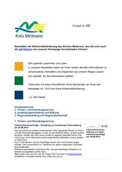 Newsletter der Wirtschaftsförderung