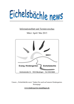 Informationsblatt und Terminvorschau März/ April/ Mai 2015