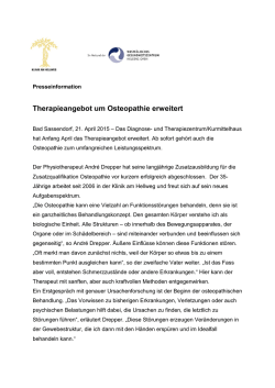 Therapieangebot um Osteopathie erweitert