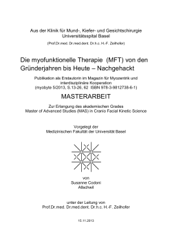 Die myofunktionelle Therapie (MFT) - Master of Advanced Studies in