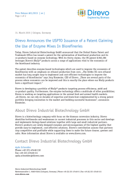 Direvo Announces the USPTO Issuance of a Patent Claiming the