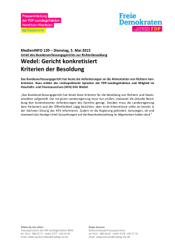 Wedel: Gericht konkretisiert Kriterien der Besoldung - FDP