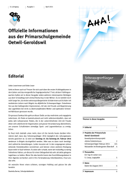 Ausgabe 2015/1, April - Primarschule Oetwil