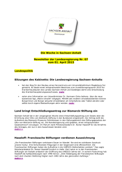 Newsletter 07-15 vom 01.04.2015 - Sachsen