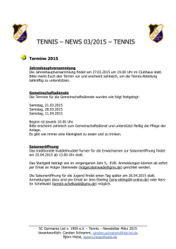 TENNIS – NEWS 03/2015 – TENNIS