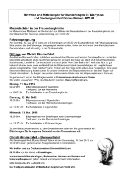 Hinweise und Mitteilungen KW 20 2015
