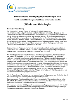 Schweizerische Fachtagung Psychoonkologie 2015