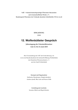 Einladung Wolfenbütteler Gespräch 2015