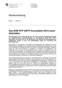 Medienmitteilung Das EHB IFFP IUFFP konsolidiert 2014 seine