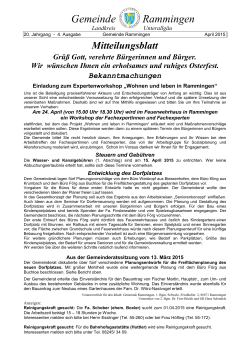 Mitteilungsblatt und Vereinsnachrichten April 2015
