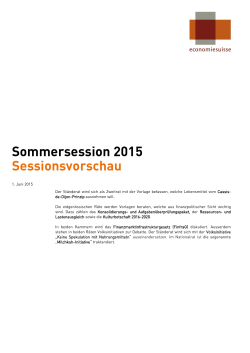 Sommersession 2015 Sessionsvorschau