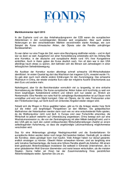 Marktkommentar 30. April 2015