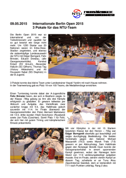 Internationale Berlin Open 2015 3 Pokale f&uuml;r das NTU-Team