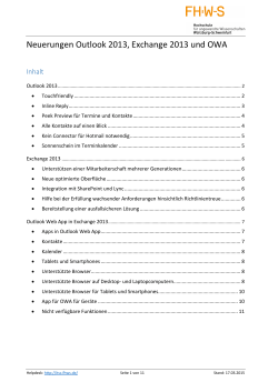 Neuerungen Outlook 2013, Exchange 2013 und OWA