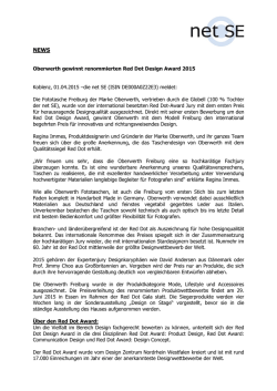 Oberwerth gewinnt renommierten Red Dot Design Award