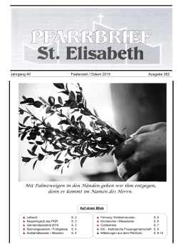 Pfarrbrief Fastenzeit - Ostern 2015 - St-Elisabeth