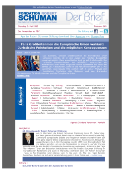 Der Newsletter als PDF - La Fondation Robert Schuman