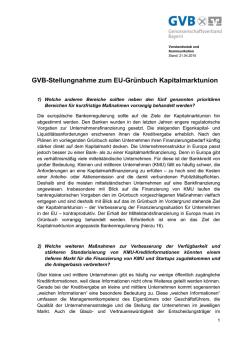 GVB-Stellungnahme zum EU-Gr&uuml;nbuch Kapitalmarktunion