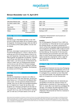 Börsen-Newsletter vom 13. April 2015