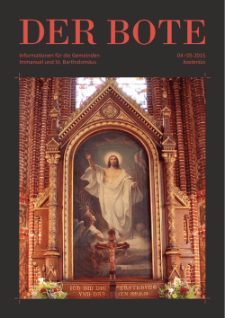 Informationen f&uuml;r die Gemeinden Immanuel und St. Bartholom&auml;us