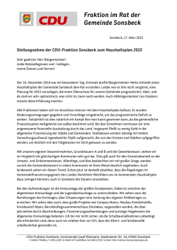 Haushaltsrede - CDU Sonsbeck