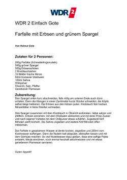 WDR 2 Einfach Gote Farfalle mit Erbsen und gr&uuml;nem Spargel