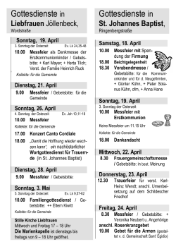 Gottesdienste in Gottesdienste in