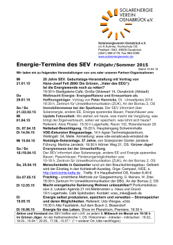 Die Energie-Termine Frühjahr/Sommer 2015 als pdf-file - SEV
