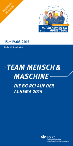 Flyer „Die BG RCI auf der ACHEMA 2015“
