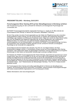 PRESSEMITTEILUNG - PIAGET Forschungsgemeinschaft