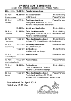 Ansgarspiegel April 2015 - Kirchengemeinde Ansgar in Hamburg