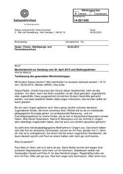 Monitorbericht zur Sendung vom 30. April 2015 und - Rats-Info