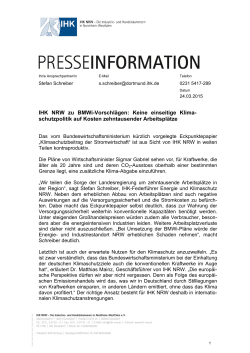 IHK NRW zu BMWi-Vorschl&auml;gen: Keine einseitige