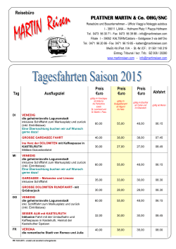 Tagesfahrtenprogramm Saison 2015