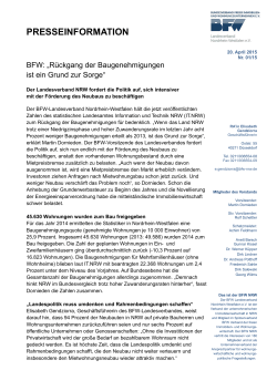 Pressemitteilung - BFW Landesverband Nordrhein