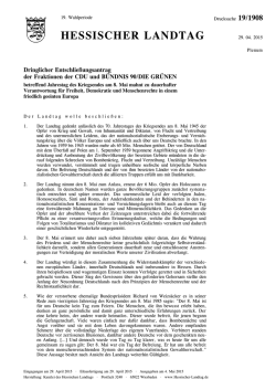 Jahrestag des Kriegsendes am 8. Mai mahnt zu dauerhafter