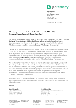 Einladung zur ersten Berliner Talent Tour am 17. März 2015