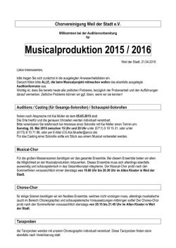 Infoblatt - Chorgemeinschaft Kai M&uuml;ller
