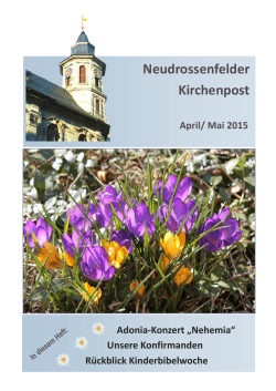 Kirchenpost April / Mai 2015 - Kirchengemeinde Neudrossenfeld