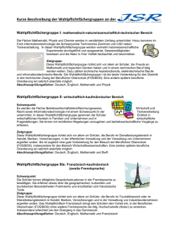 Infos Wahlpflichtf&auml;cherwahl 2015