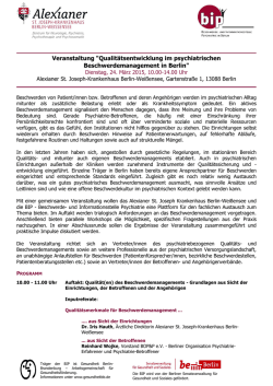 Veranstaltung "Qualitätsentwicklung im psychiatrischen